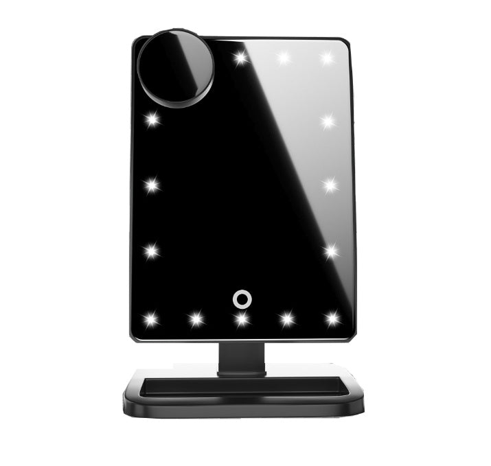 Petit miroir de maquillage avec 20 LED lumière Bluetooth, musique et haut-parleur