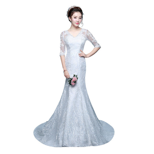 Robe de mariée queue de poisson à la taille