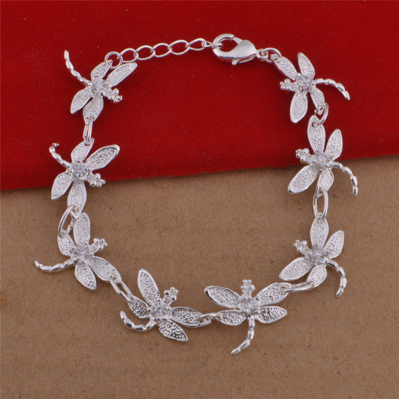 Bracelet collier libellule plaqué argent