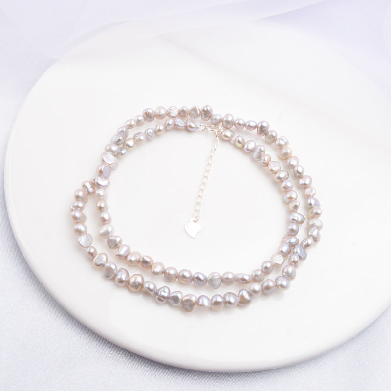 Collier ras du cou en perles en argent
