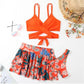 Maillot de bain trois pièces imprimé dos nu taille haute