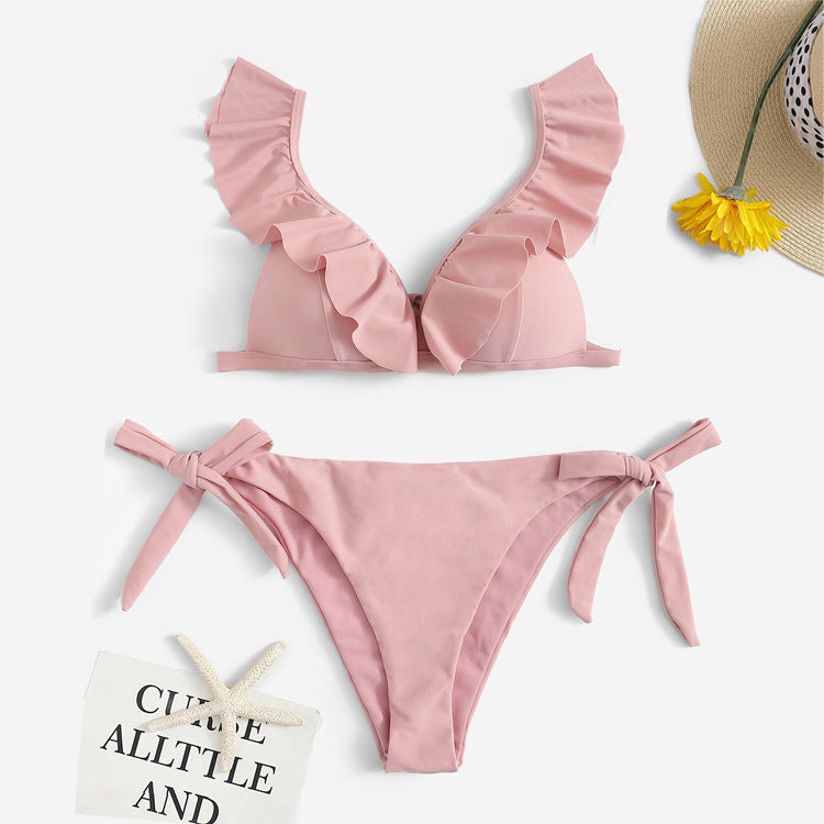 Maillot de bain sexy à volants et noué