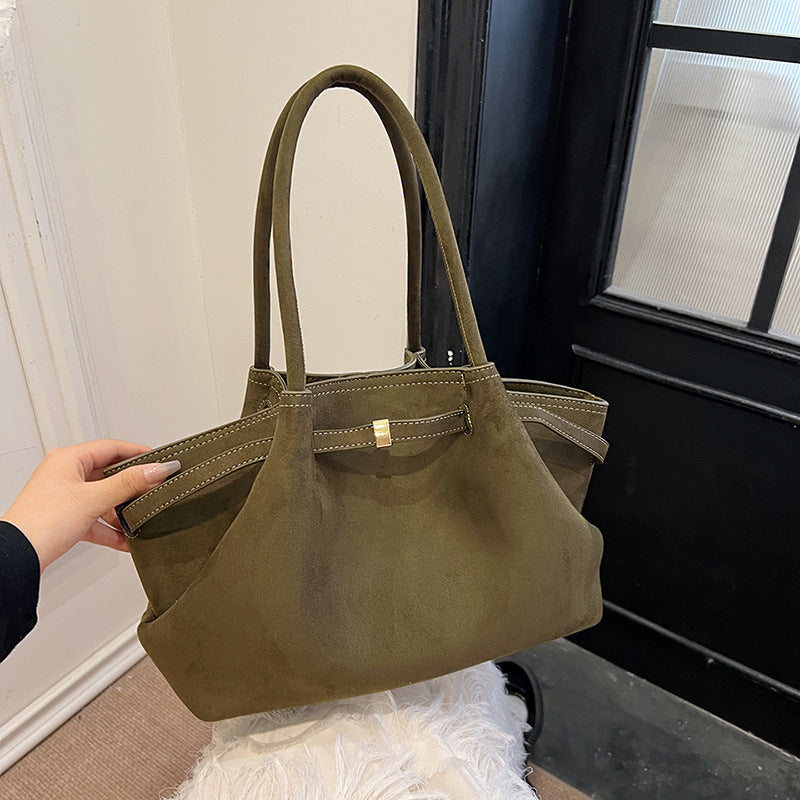 Sac Tote en Suédine Femme – Élégance Automnale, Design Rétro, Grande Capacité