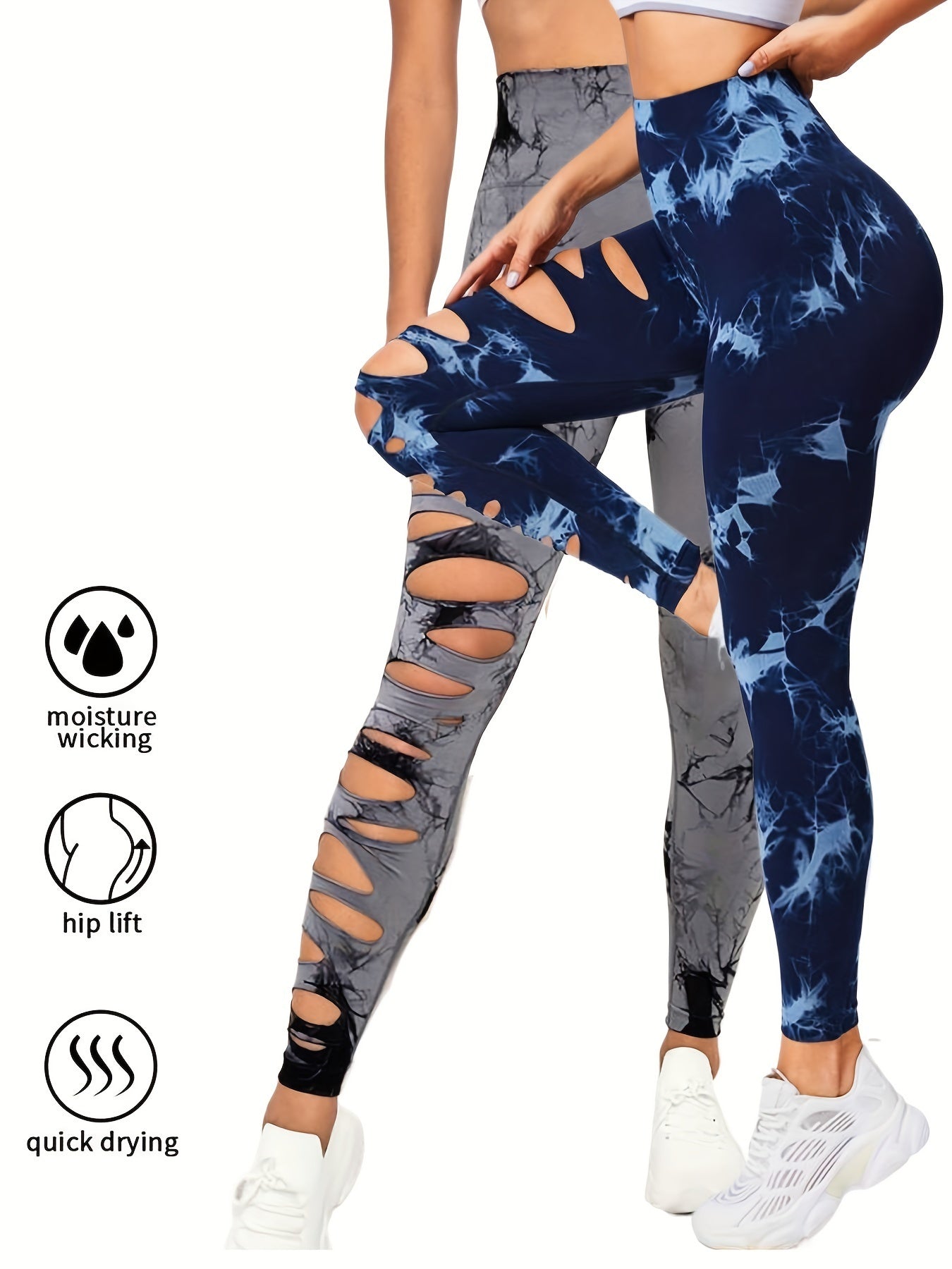 Paquet de 2leggings taille haute élastique pour femme.