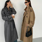 Manteau mi-long à double boutonnage à grand revers