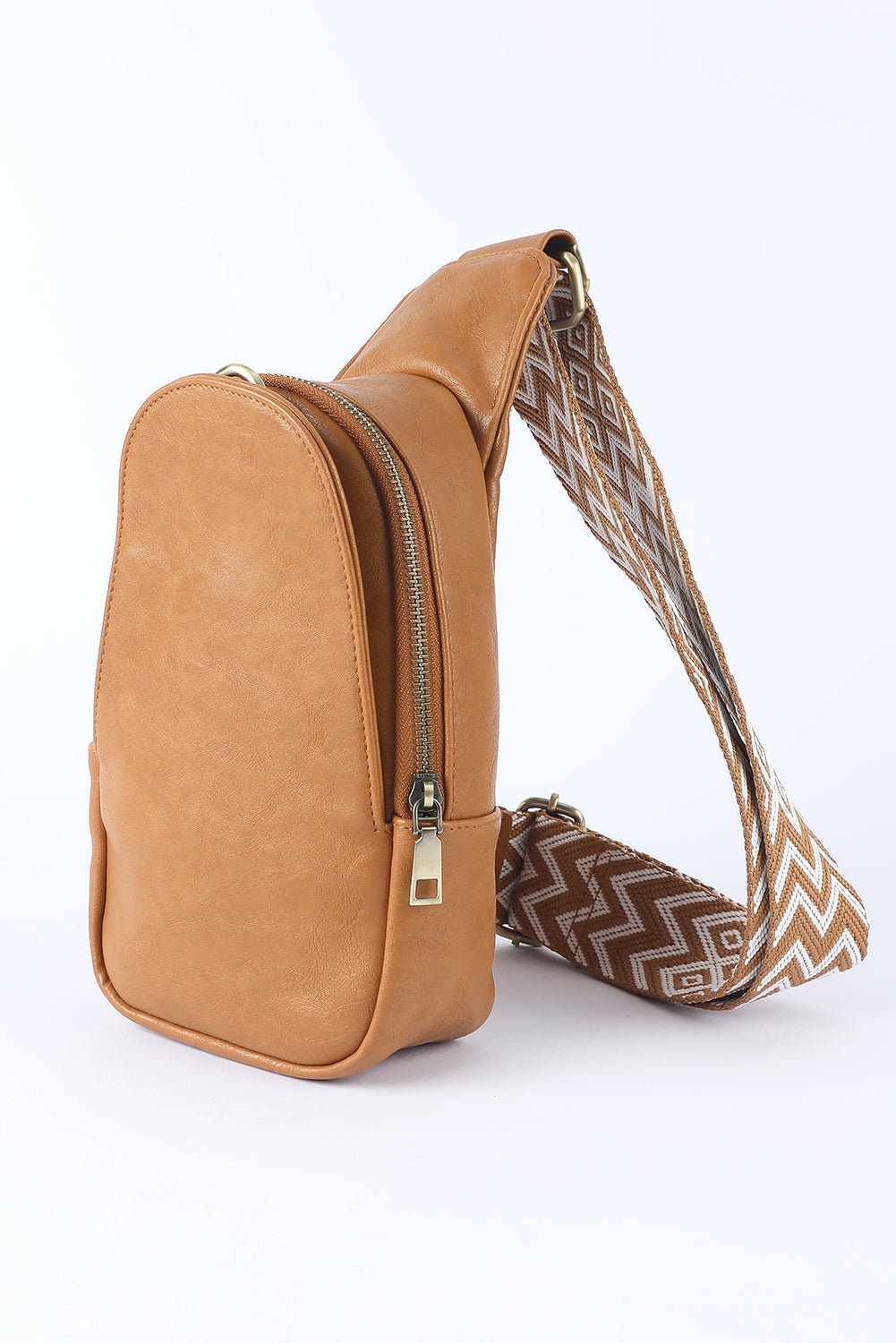 Sac bandoulière Western Crossbody zippé en similicuir marron