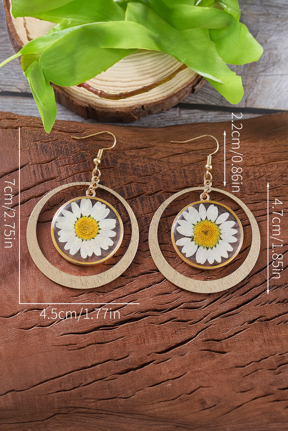 Boucles d'oreilles pendantes Boho Daisy en or