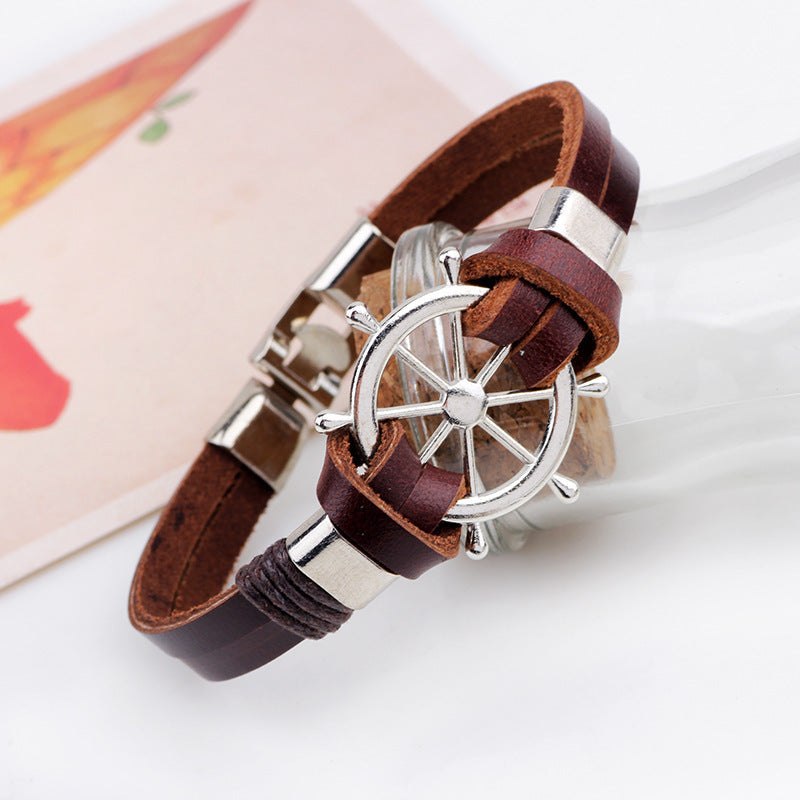 Bracelet de gouvernail en cuir de vache véritable