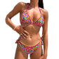 Maillot de bain lacé à rayures et imprimé floral