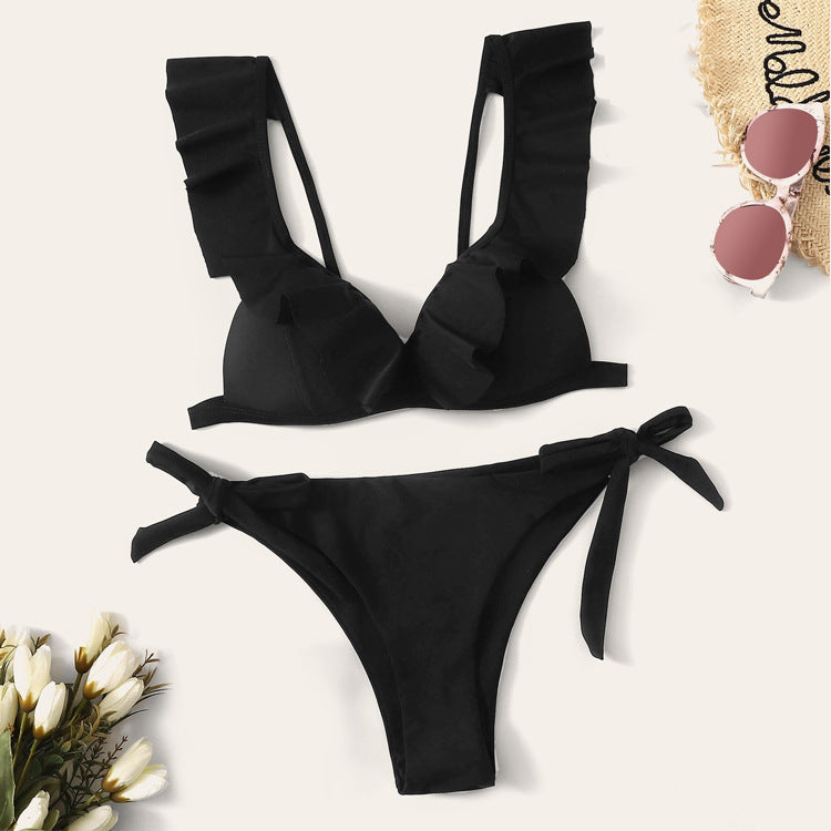 Maillot de bain sexy à volants et noué