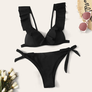 Maillot de bain sexy à volants et noué