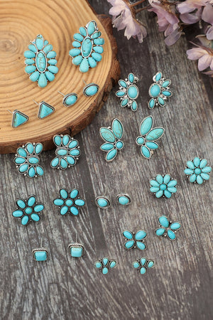 Boucles d'oreilles Boho avec incrustation de turquoise