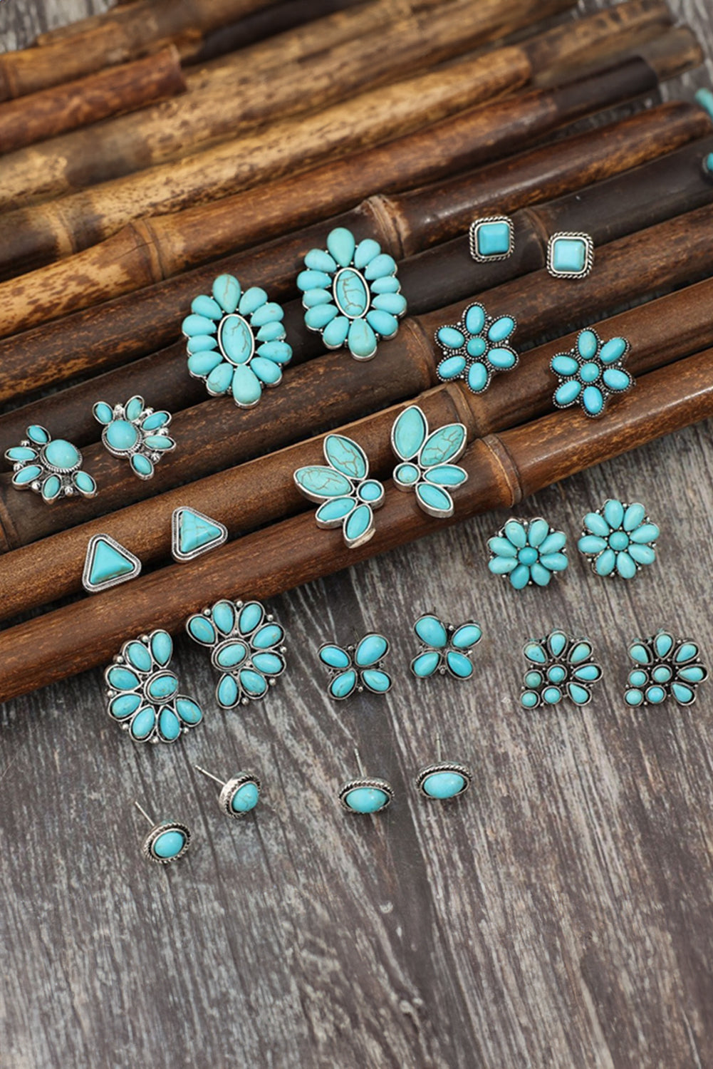 Boucles d'oreilles Boho avec incrustation de turquoise