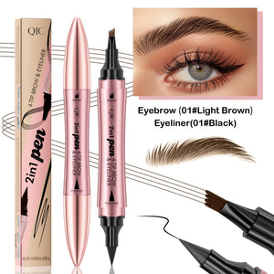 Crayon à sourcils liquide à double tête 3D micro sculpté, eyeliner 2 en 1 à double usage pour les yeux