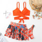 Maillot de bain trois pièces imprimé dos nu taille haute