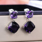 Boucles d'oreilles élégantes mystérieuses en zircon carré violet