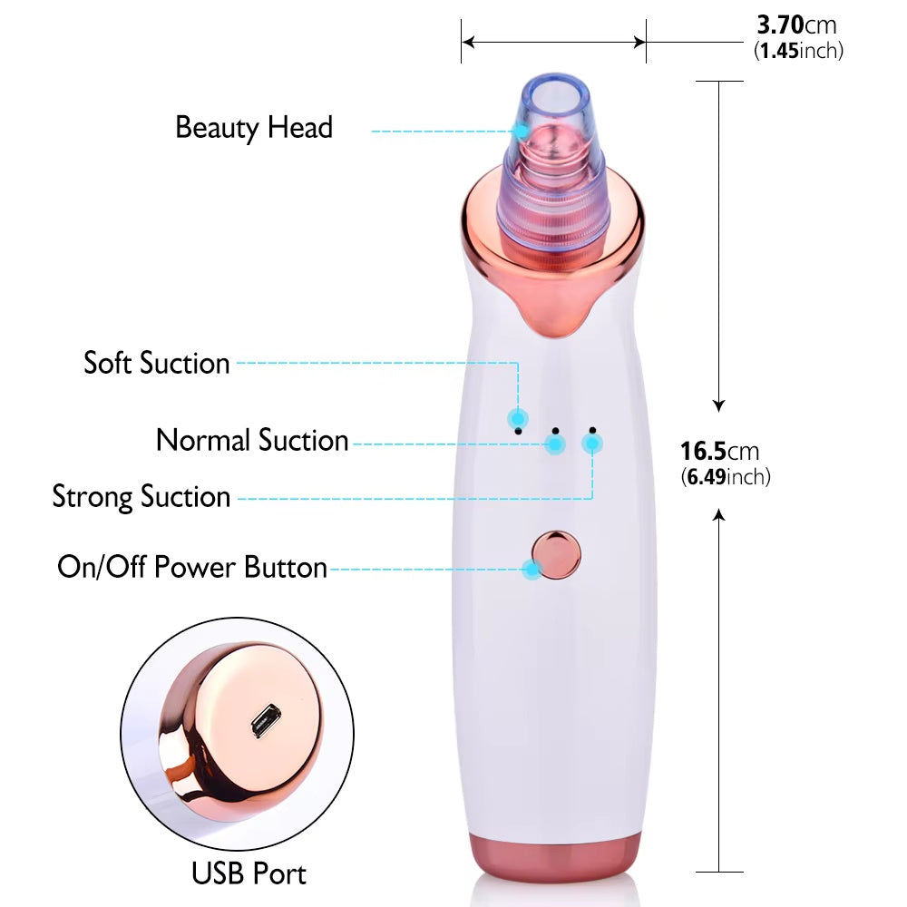 Instrument pour aspiration du visage, nettoie les points noirs, acné et autres impuretés.