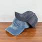 Casquette de baseball en denim délavé avec trou et visière
