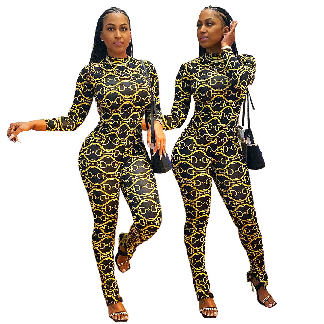 Combinaison sexy moulante imprimée pour femme