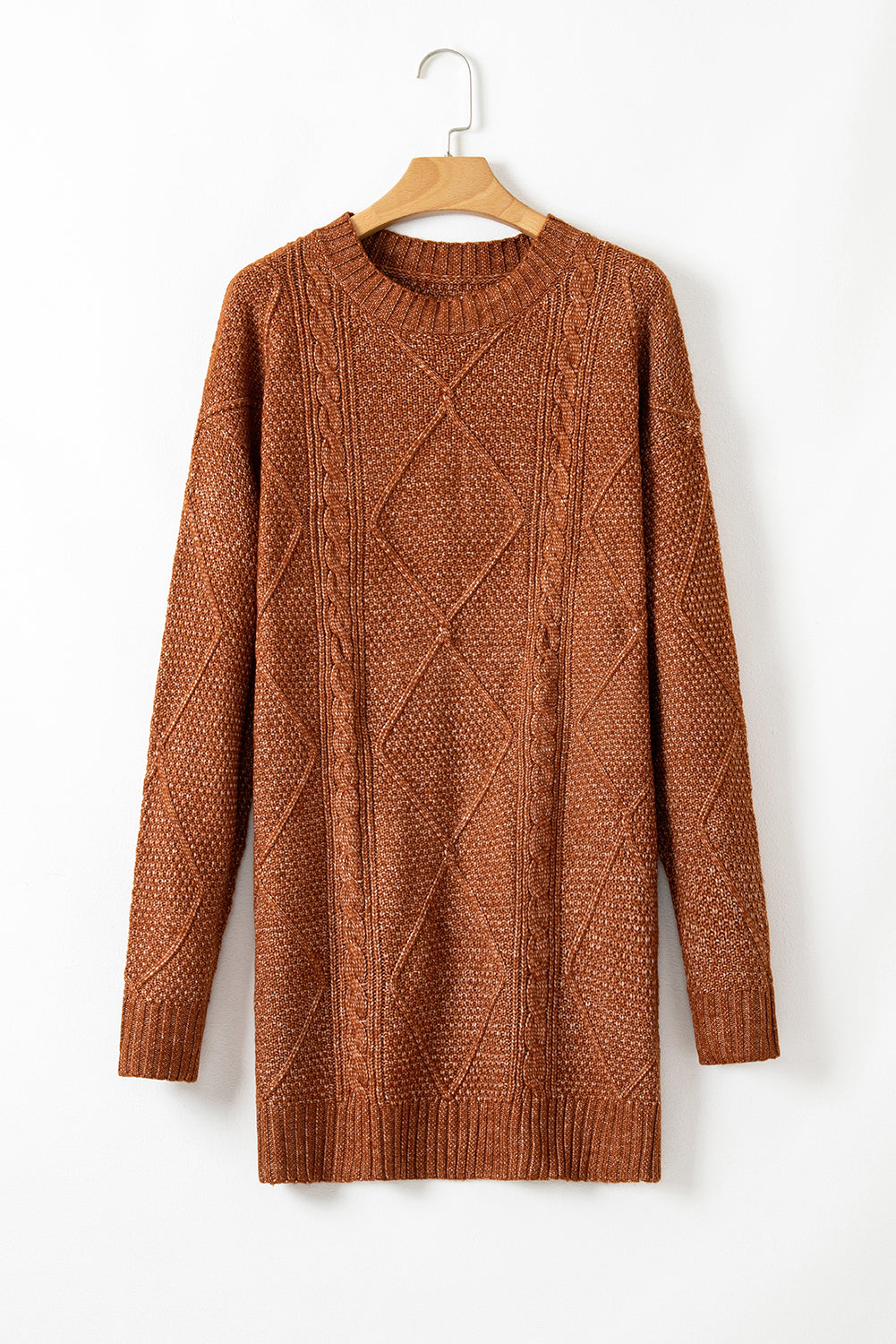Robe chasuble à épaulettes en maille torsadée vert brumeux
