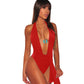 Maillot de bain décolleté une pièce sexy à bretelles pour femme,