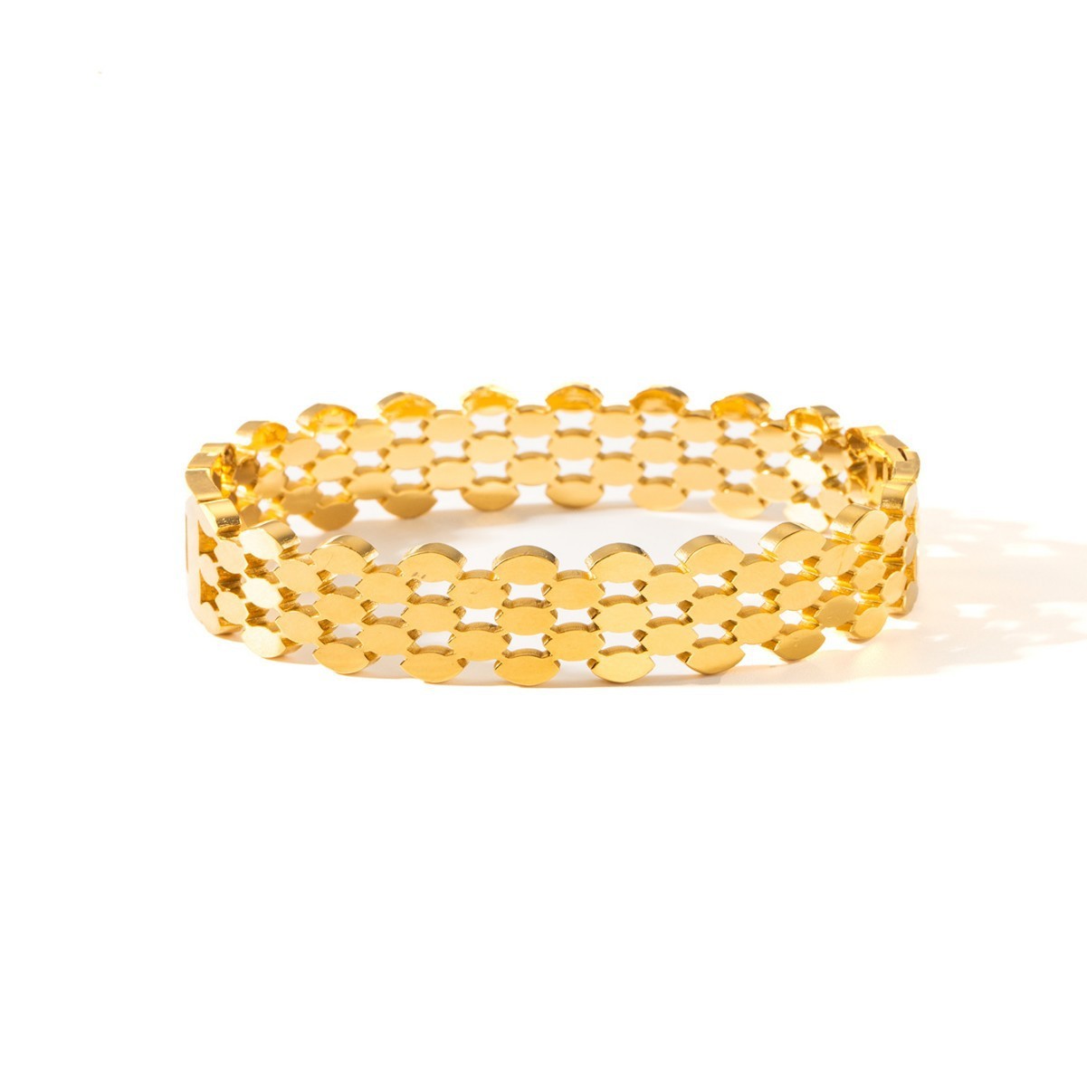Bracelet nid d'abeille en acier titane ne s'altère pas,en plaqué or 18K