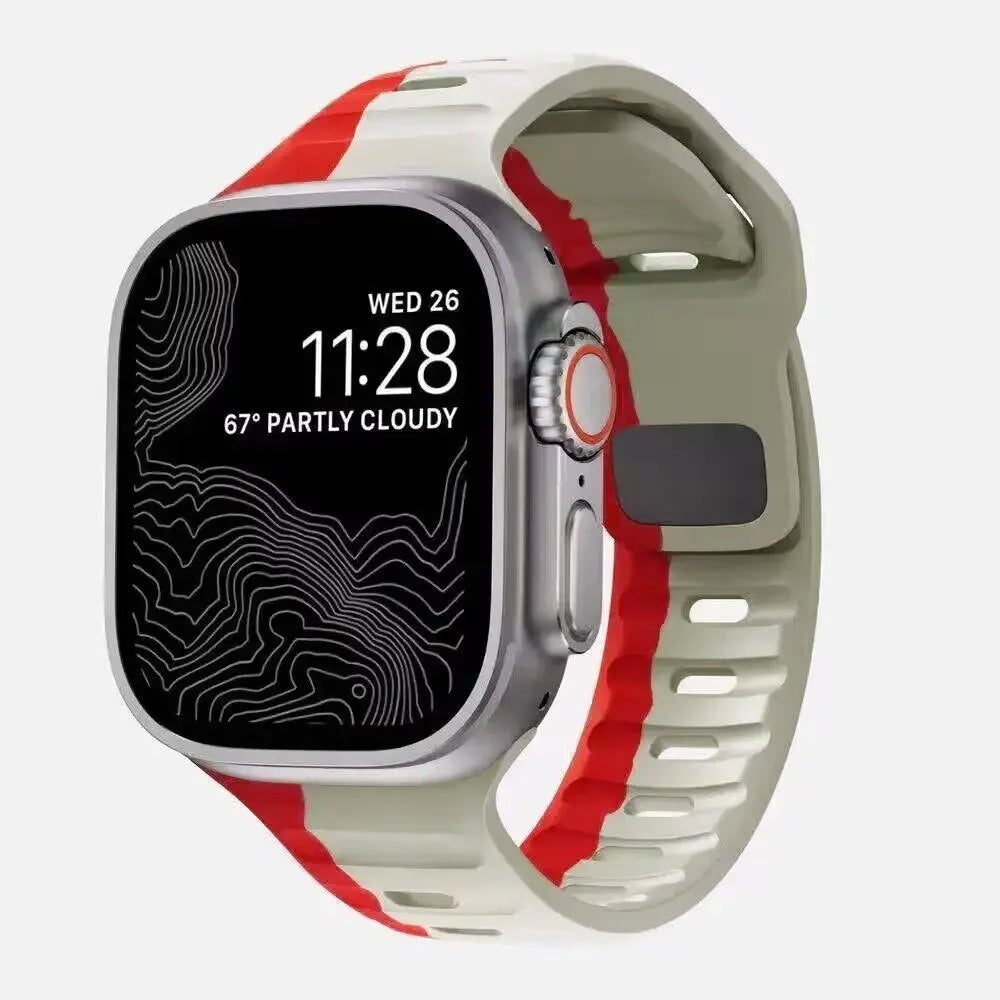 Montre connectée ultra watch band Iwatch9 bouton pression de couleur unie