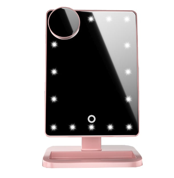 Petit miroir de maquillage avec 20 LED lumière Bluetooth, musique et haut-parleur