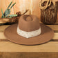 Chapeau de cow-boy tissé à bord plat, patchwork western marron