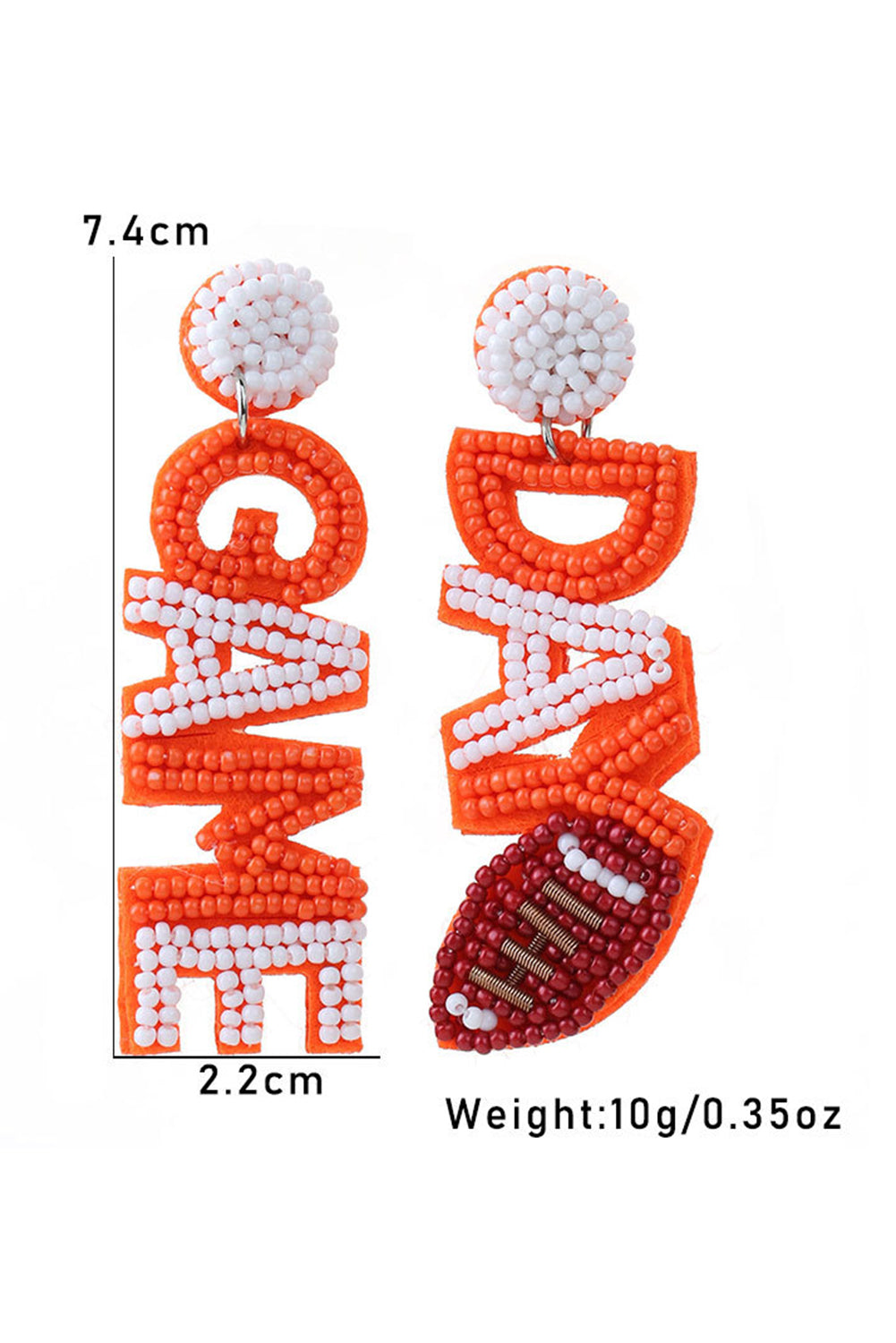 Boucles d'oreilles pendantes GAME DAY Rugby Rice Bead Orange