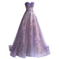 Robe de mariée bustier à paillettes violettes étoilées