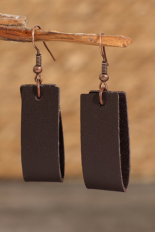 Pendants d'oreilles en cuir PU marron foncé