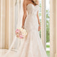 Robe de mariée traînante, haut tube, robe de mariée en dentelle