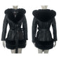 Veste en cuir noire fausse fourrure pour dame