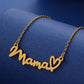 Collier à motif de cœur avec lettres Mama en or