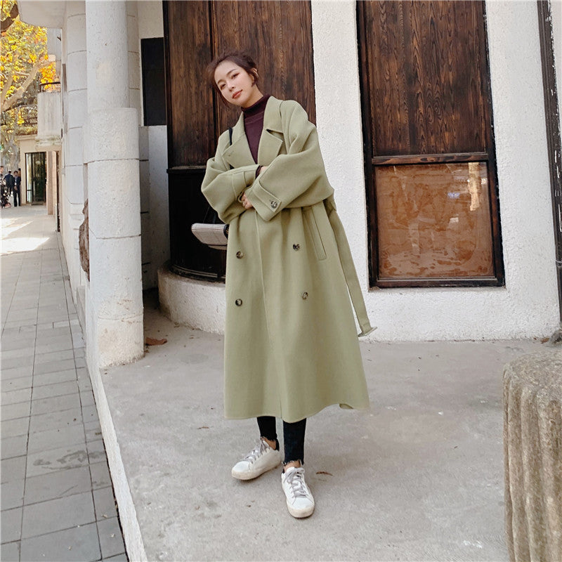 Manteau rétro oversize en laine épais pour femme