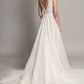 Robe longue en dentelle à col en V profond pour femme, robe de mariée simple en pelouse