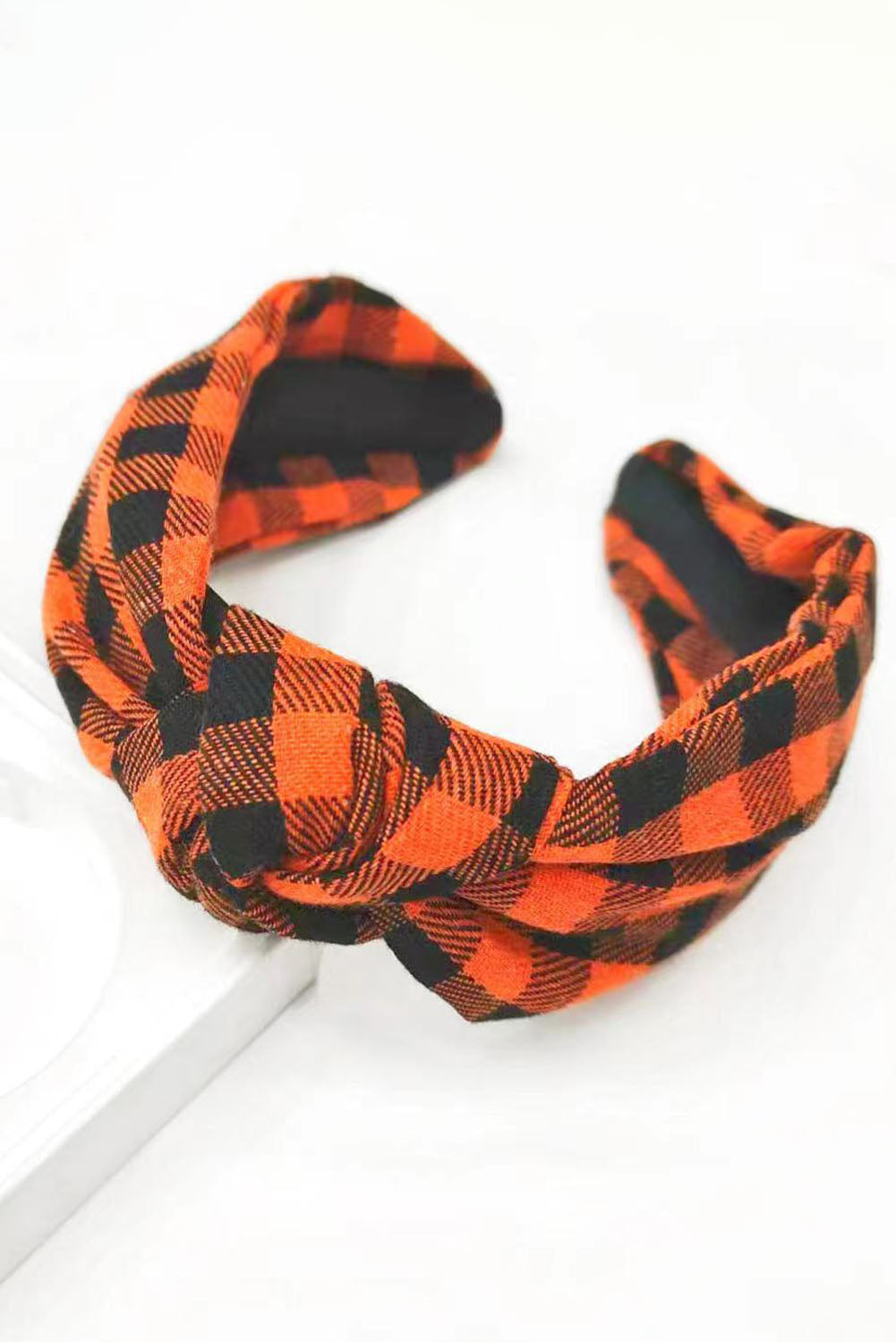 Bandeau noué Halloween Orange Plaid Print