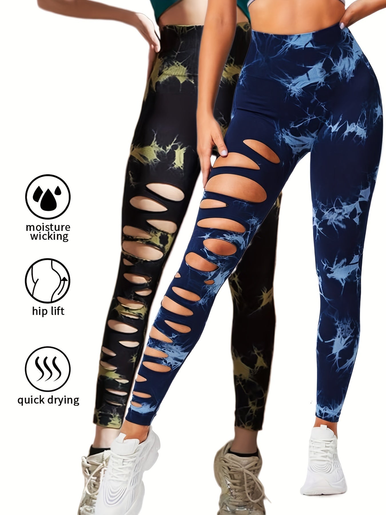 Paquet de 2leggings taille haute élastique pour femme.