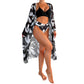 Maillot de bain trois pièces pour femme imprimé noir et blanc