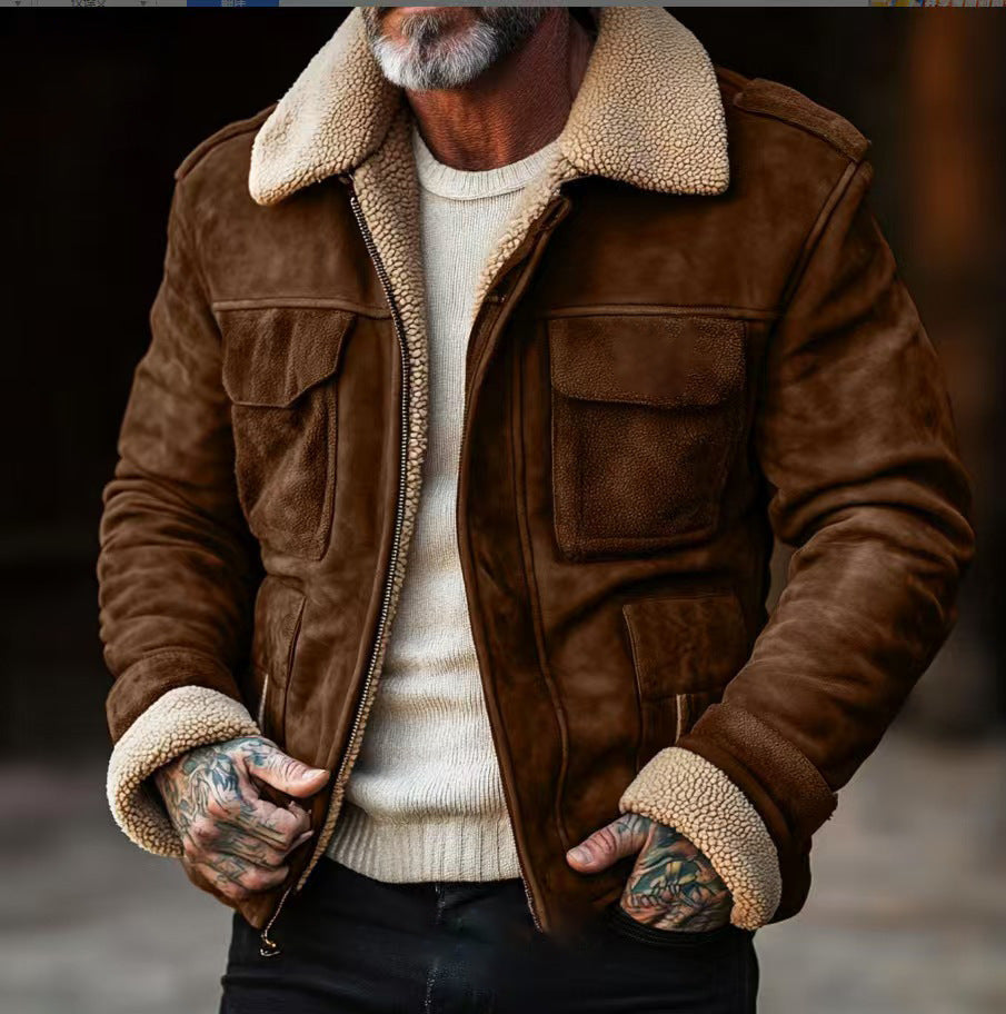 Veste fourrée à fermeture éclair pour homme