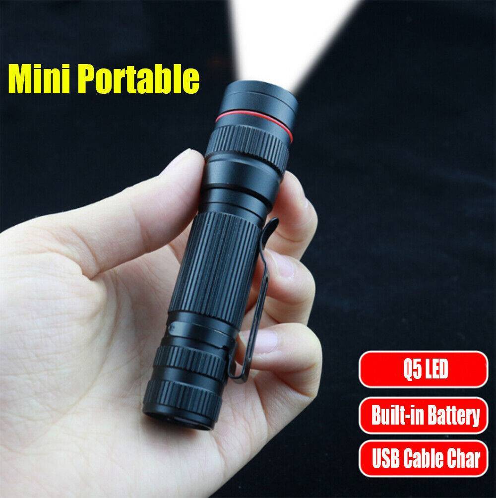 Lampe de poche LED rechargeable 3 modes torche zoomable câble USB