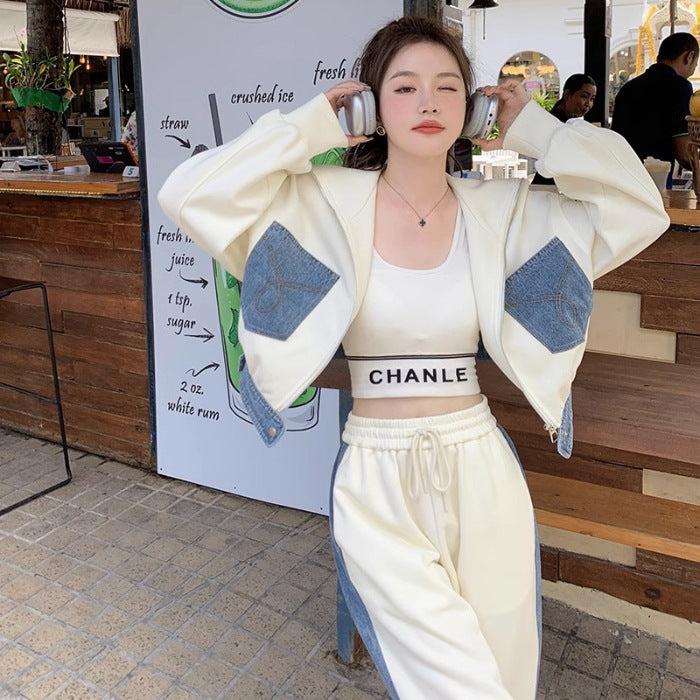 Jogging de sport de loisir à couleurs contrastées pour femmes