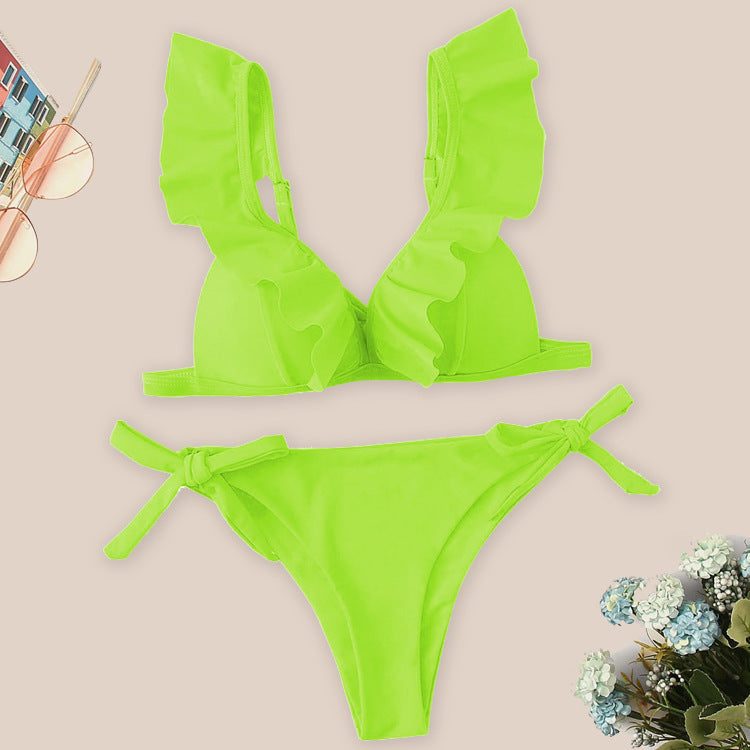 Maillot de bain sexy à volants et noué