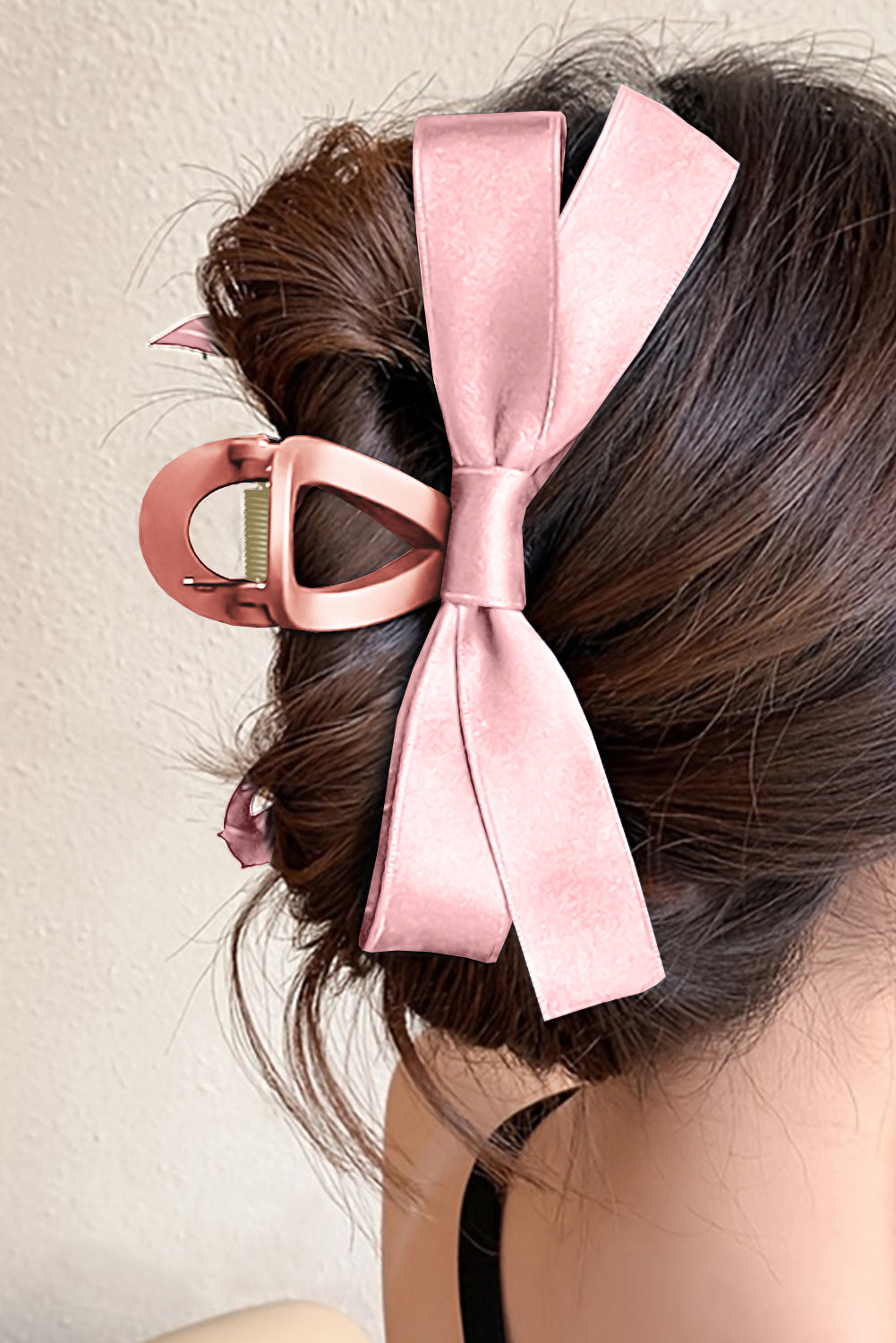 Barrette à cheveux avec ruban décoratif de couleur unie noire