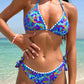 Maillot de bain lacé à rayures et imprimé floral