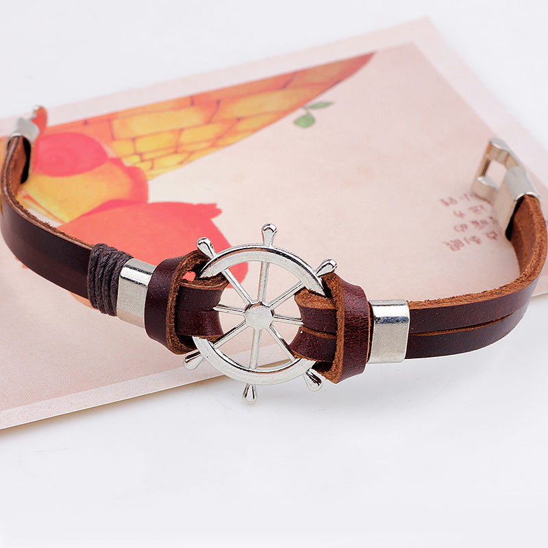 Bracelet de gouvernail en cuir de vache véritable