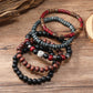 Bracelet de perles de bois multicouches