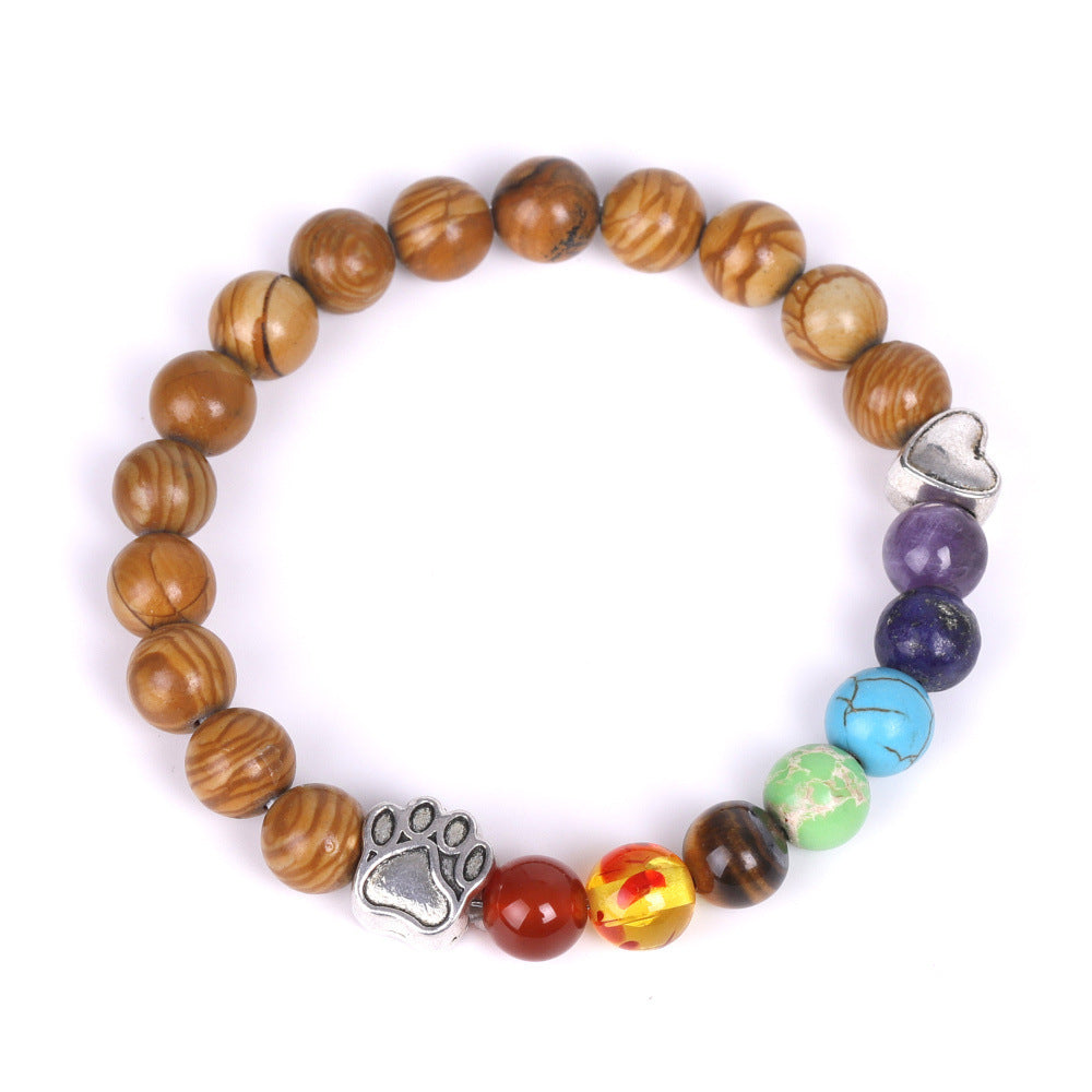 Bracelet en pierre naturelle colorée blanc bleu amour petit et cœur