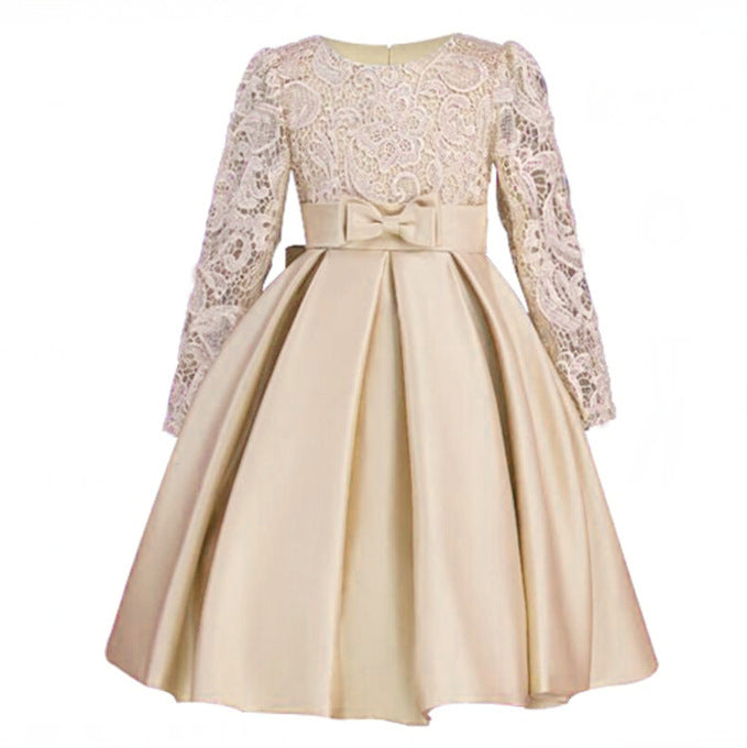 Carisa Europe et Amérique automne et hiver robe pour enfants robe de princesse à manches longues robe de fille de fleur femme costumes en dentelle violette en gros